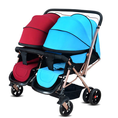 New Arrival Twins Stroller Double Seats Outdoor Portable Infant Pushchair Bi-direction Baby Folding Pram